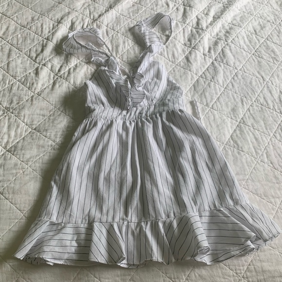 Super Down Livia Striped Ruffle Dress in White - Picture 3 of 4